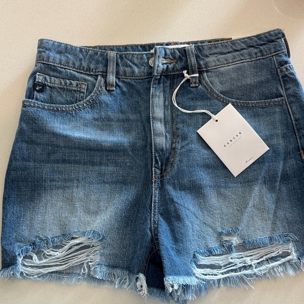 KanCan Blue Distressed Jean Shorts